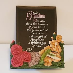 1993 Artmart Etched Beveled Mirror Grandma Plaque Easel